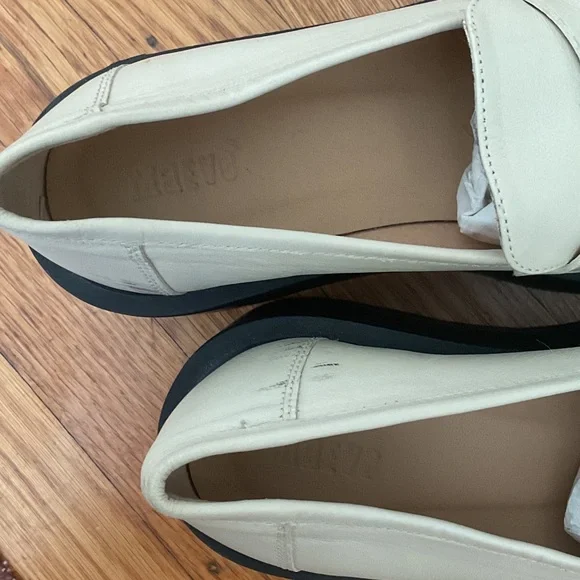 Platform Penny Loafers in Cream with Black Sole - Picture 3 of 5